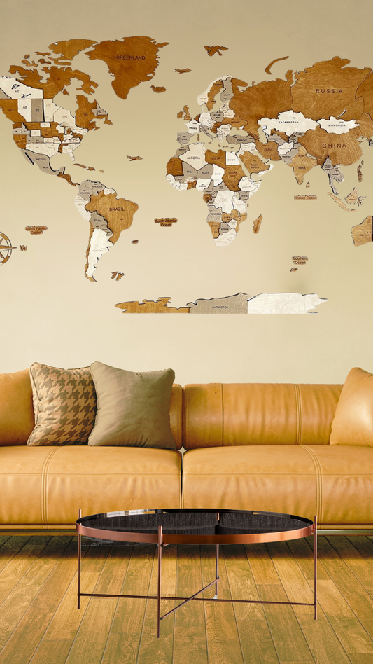 3D Weltkarte CREME