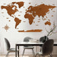 Blank Wooden World Map Hanging Wall Art Walnu