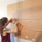 Wooden world map installation